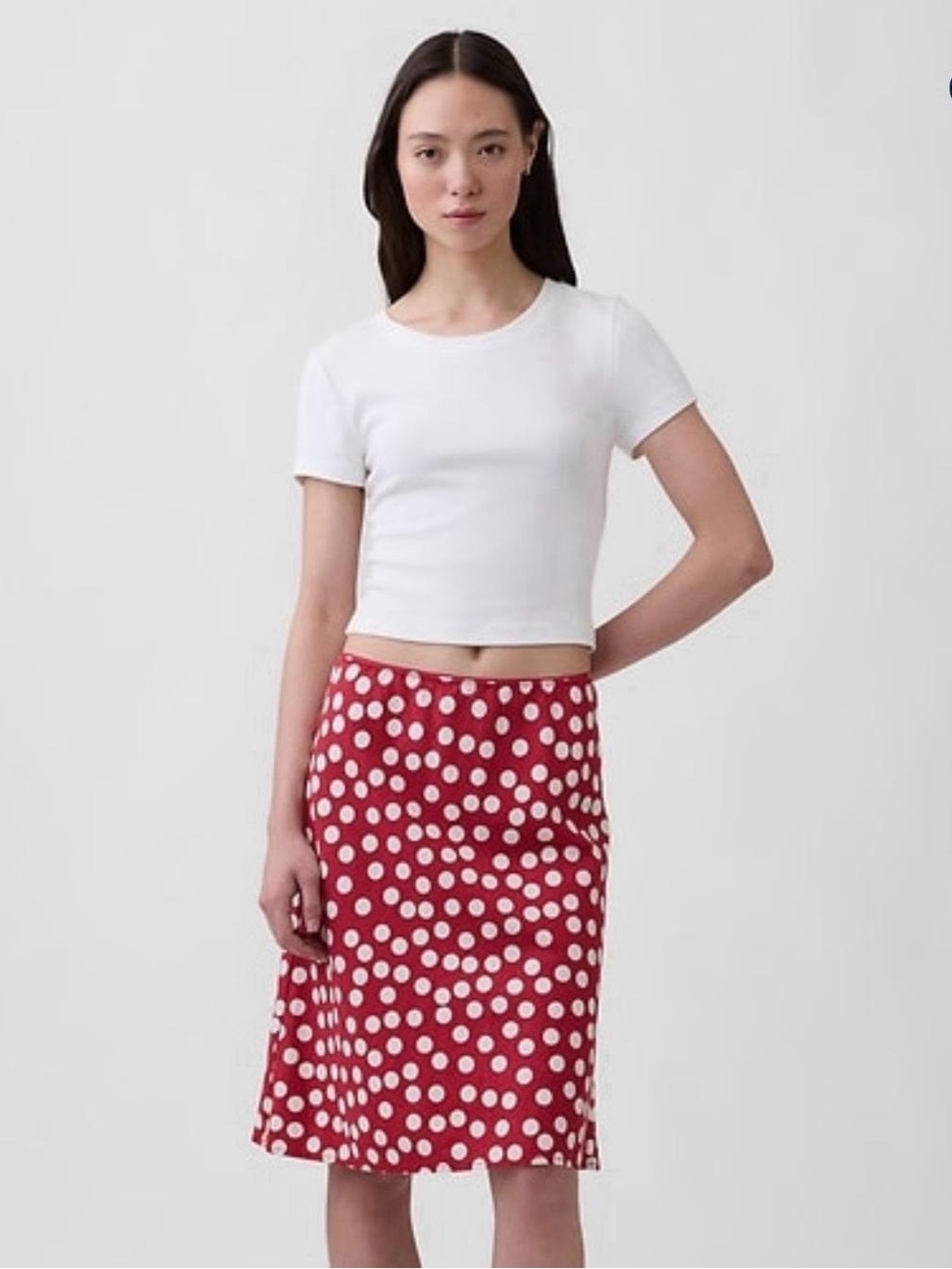 Gap Polka Dot Midi Skirt in Red and White PS EUC